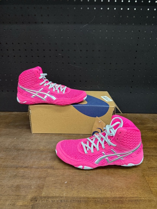 New W/ Box! Women's Asics Matblazer Pink Grey Athletic Wrestling Shoes Size 7.5 - Picture 1 of 5